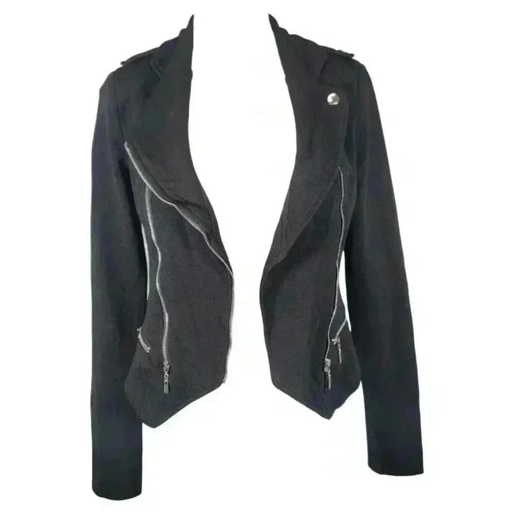 Alt. B Black Knit Moto Biker Motorcycle Jacket Size Small Grunge